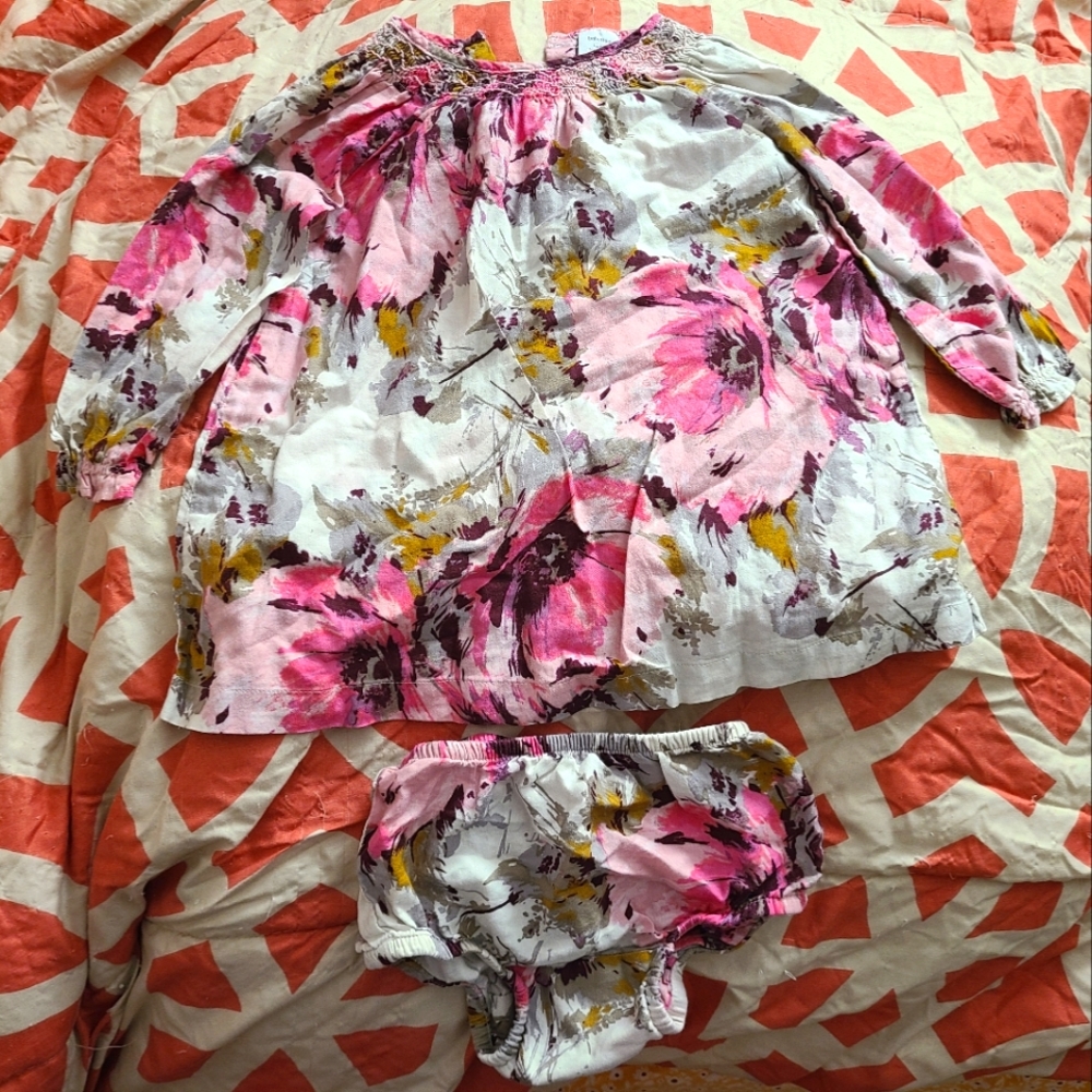 Floral Baby Dress and Bloomers Set
